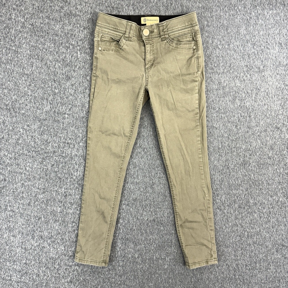 Democracy Ab Technology Olive Green Mid Rise Skinny Jeans Women 2 Tummy Control